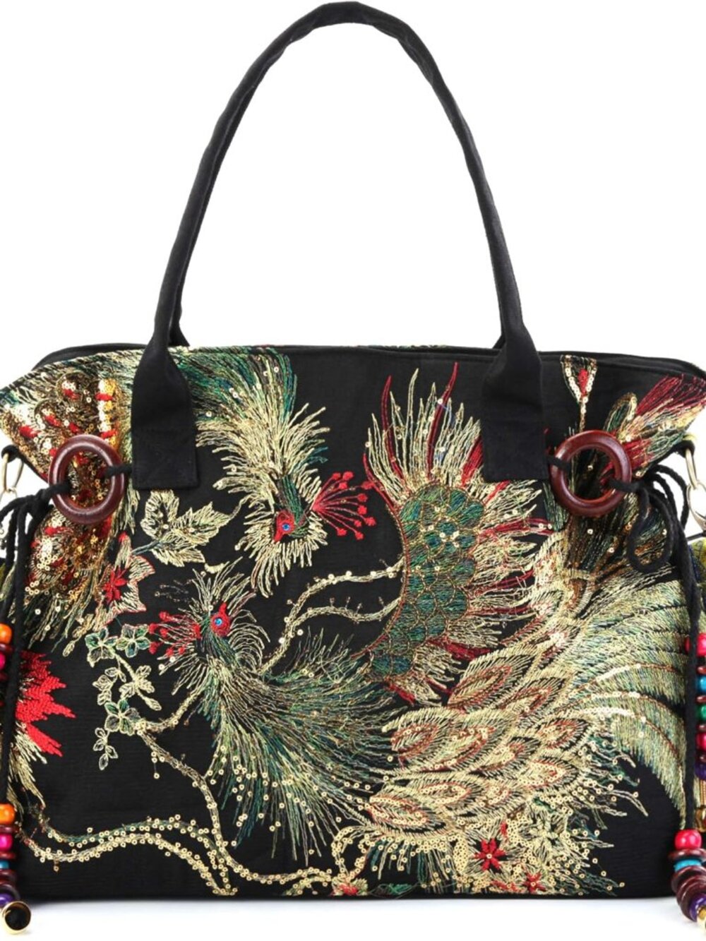 Women Canvas Tote Bags Embroidery Handbags Stylish Casual Shoulder Bags